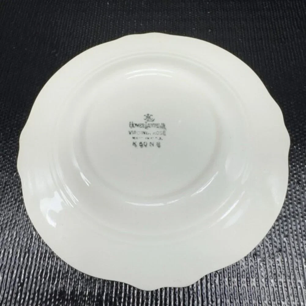 Homer Laughlin Virginia Rose Platinum Trim USA Rose Floral 6inch Plate Dish Set3